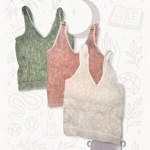 Zena Na Ribbed Crop Camis Built-In Bra Stretch Top Small/Medium 3 pack